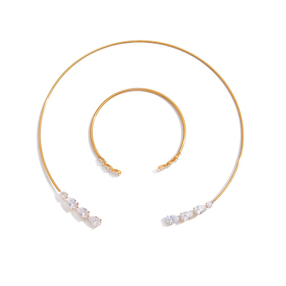 Zircon Collar Bracelet Set