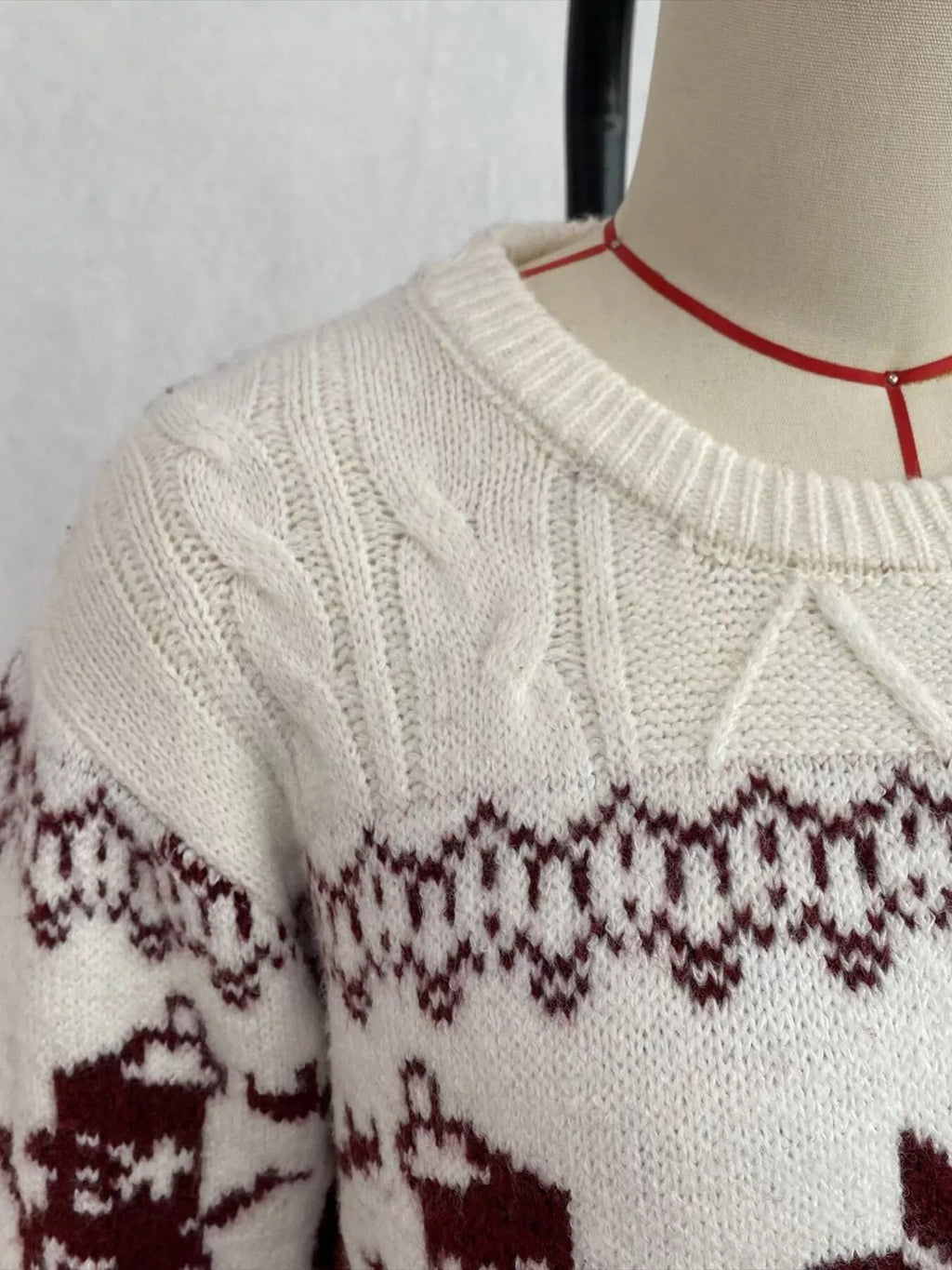 Christmas Snowman Pattern Cable Knit Sweater