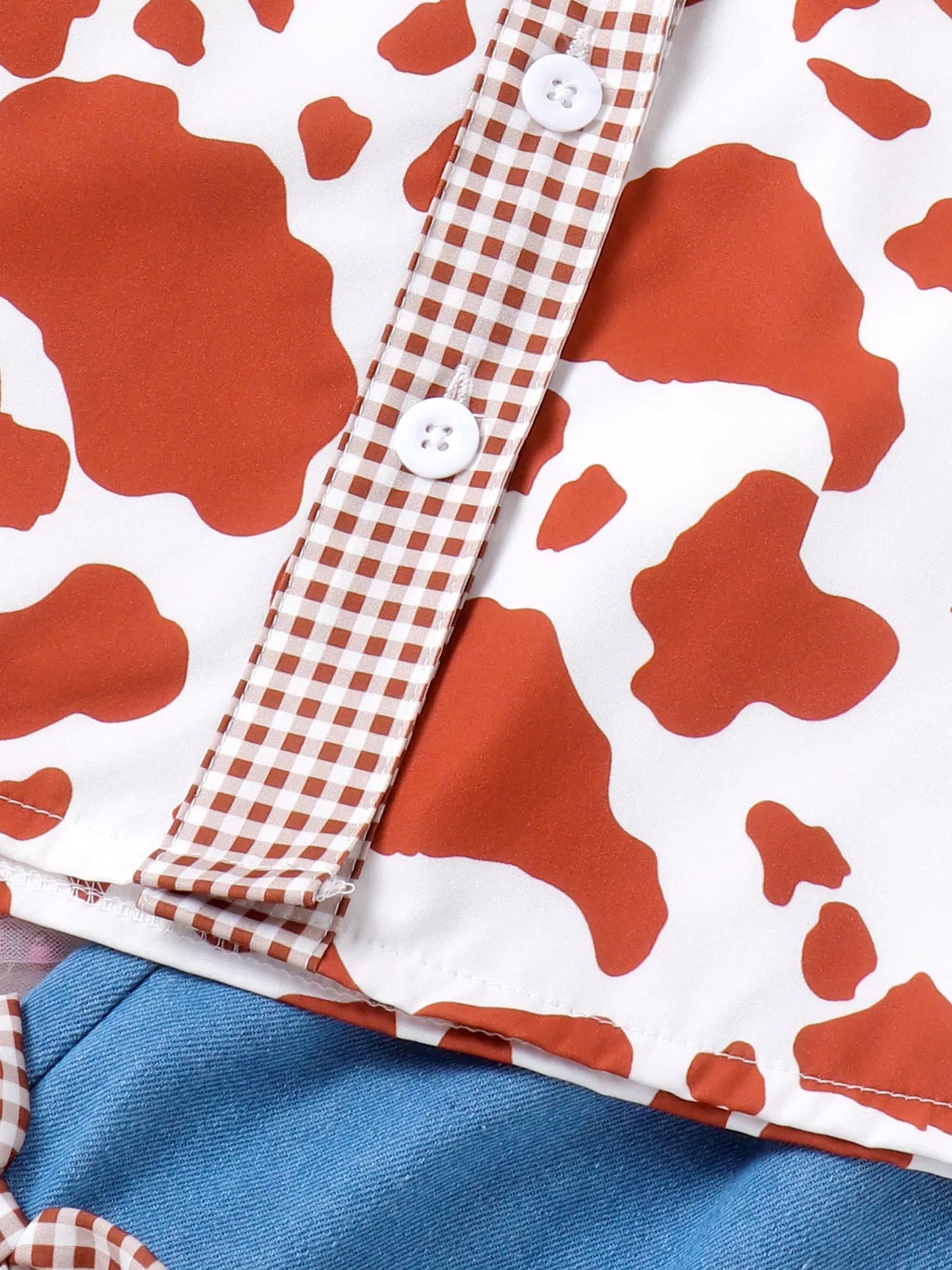 Children's Cow Print Ruffle Sleeve Top and Shorts Set