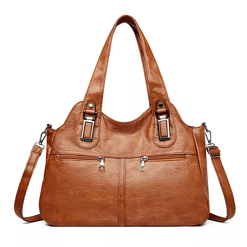 Vintage Style PU Leather Large Handbag