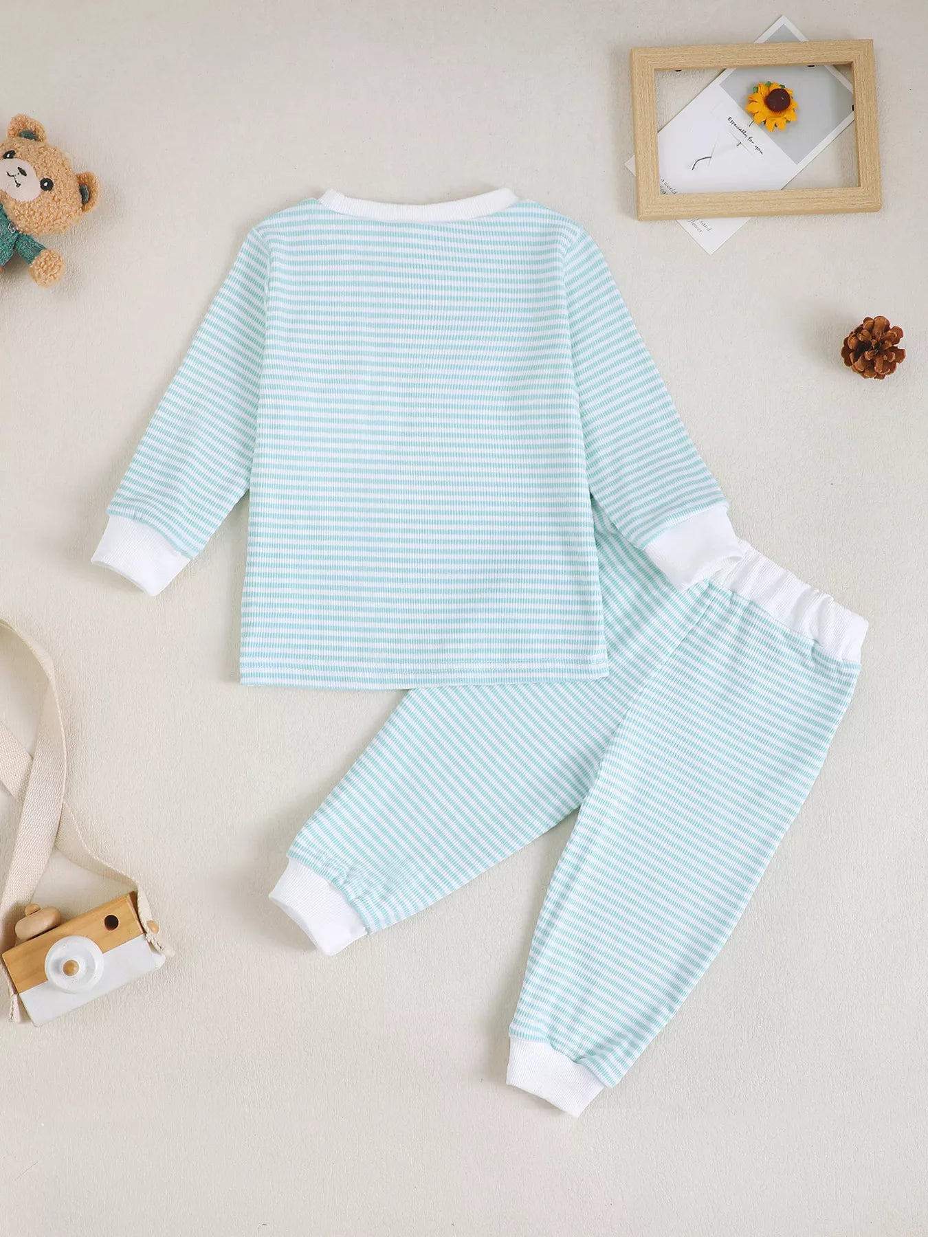 Children's Bear Striped Top and Pants Set