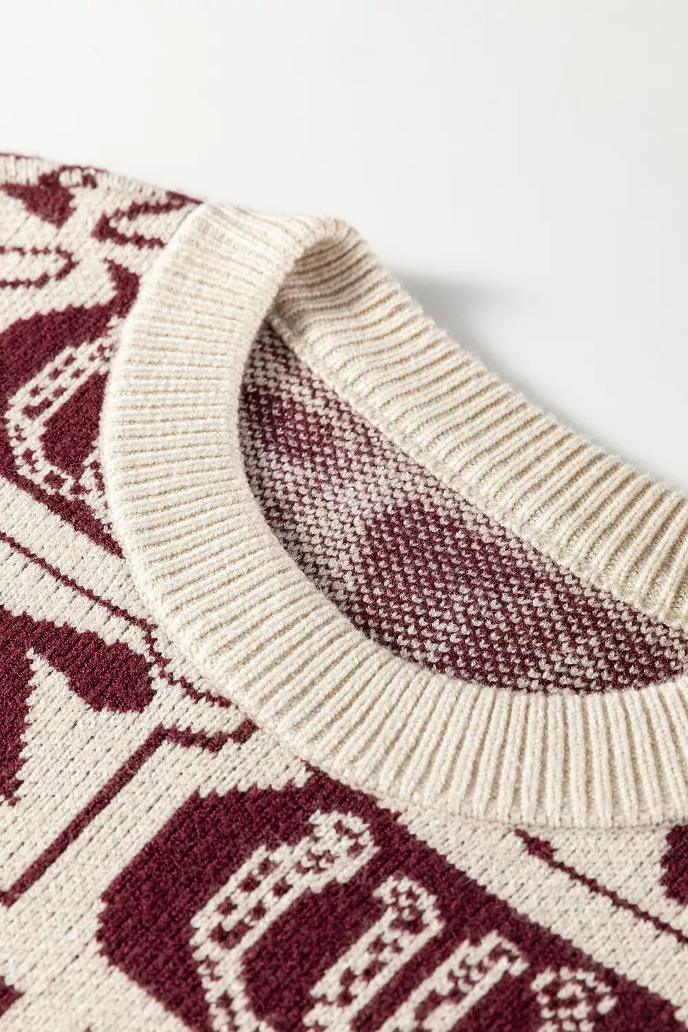 Bows & Horseshoes Pattern Western Round Neck Sweater