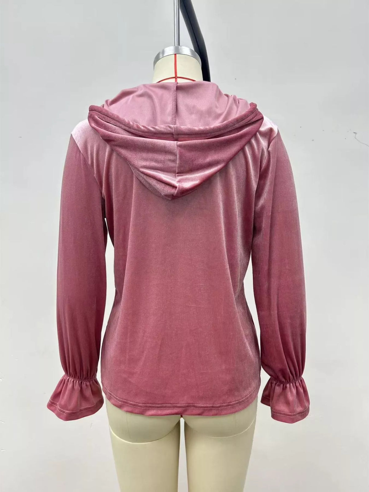 Full Size Velvet Button-Down Hooded Outerwear Plus Size