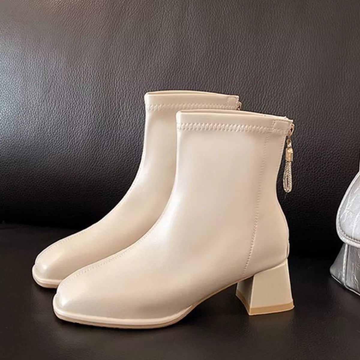 Square Toe Block Heels Boots