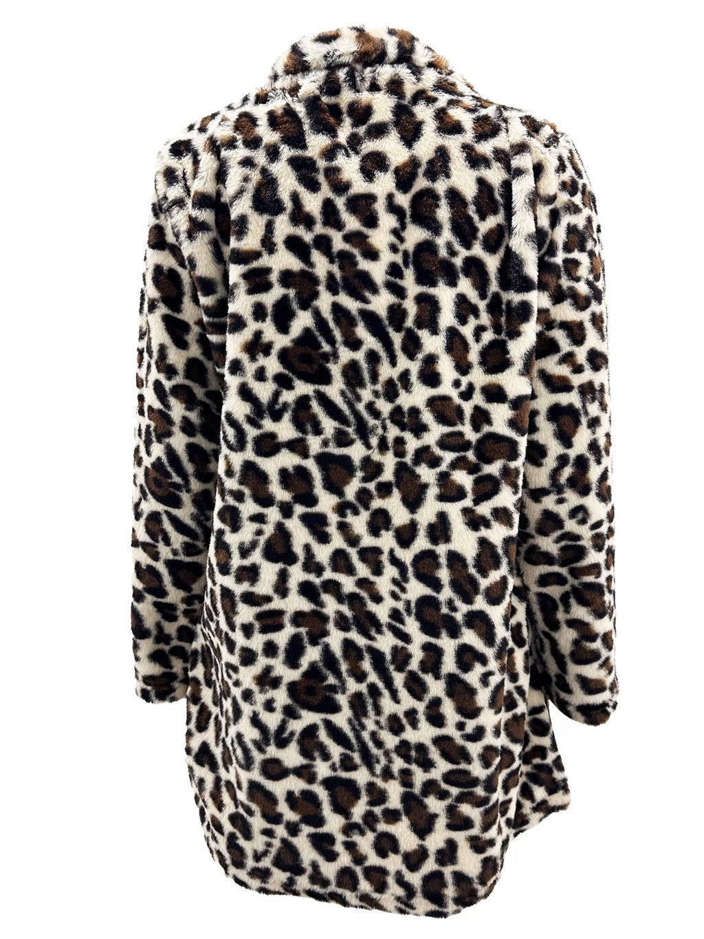 Full Size Leopard Open Front Outerwear Plus Size