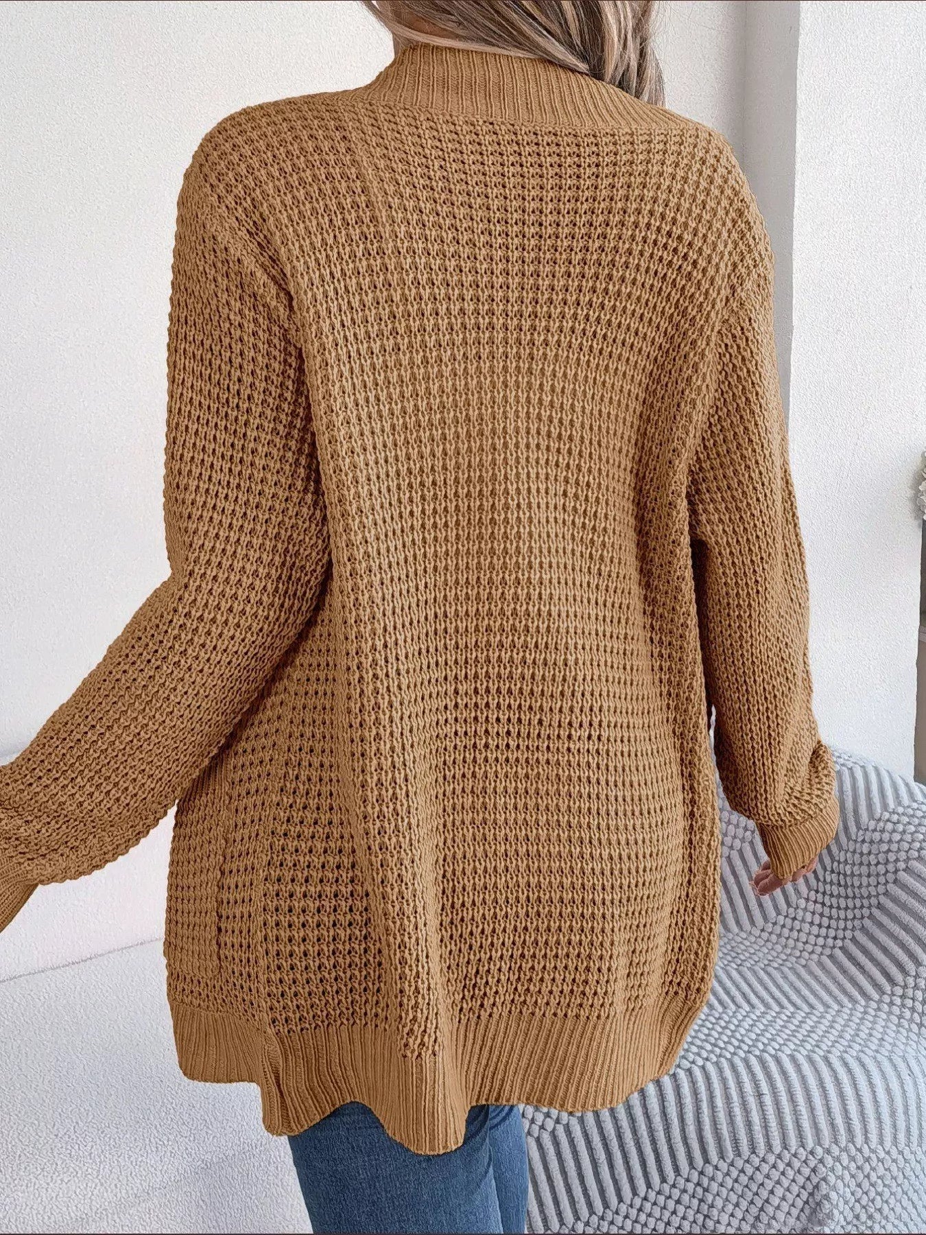 Chunky Knit Open Front Cardigan with Pockets