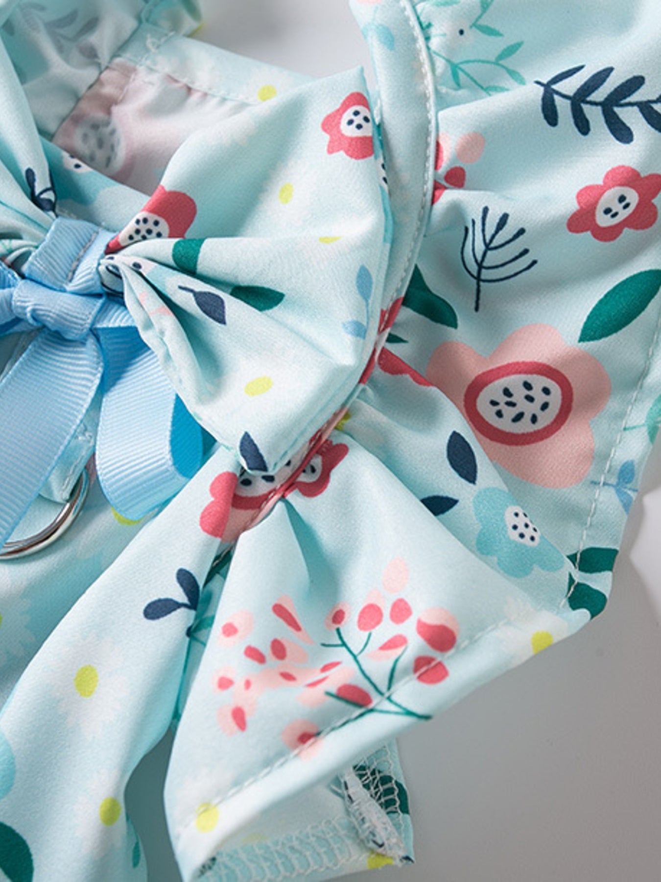 Floral Print Bow Decor Pet Dress