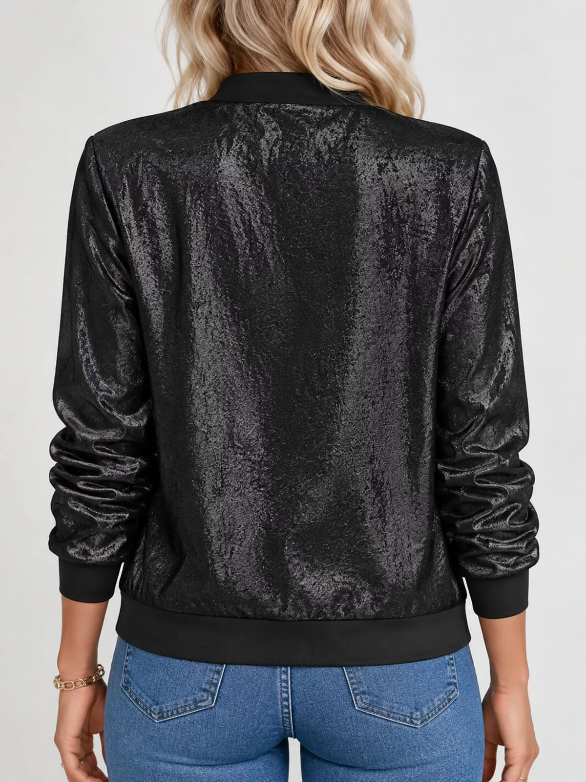 Full Size Zip Up Long Sleeve Jacket Plus Size