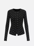 Polka Dot Button-Down Knit Cardigan