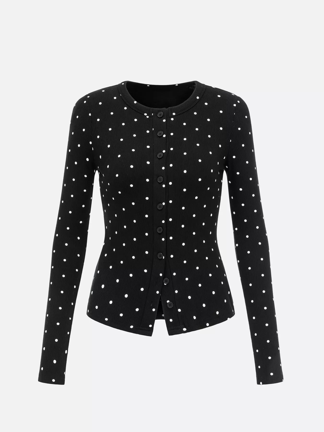 Polka Dot Button-Down Knit Cardigan