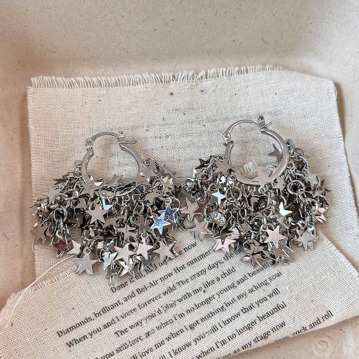 Exquisite Starry Stud Earrings Irregular Star Tassel Hoop Earrings