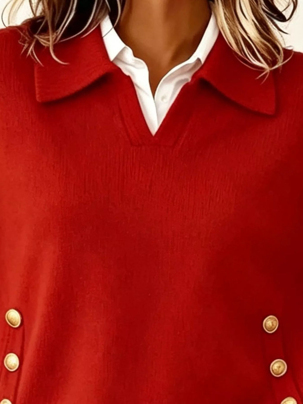 Chic Collared Decor-Button Sweater