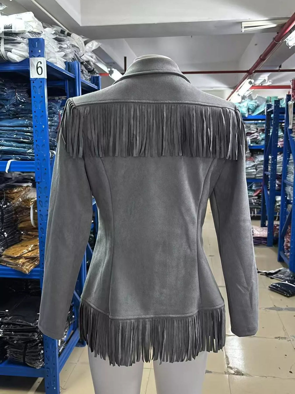 Western-Inspired Fringed Open Front Jacket