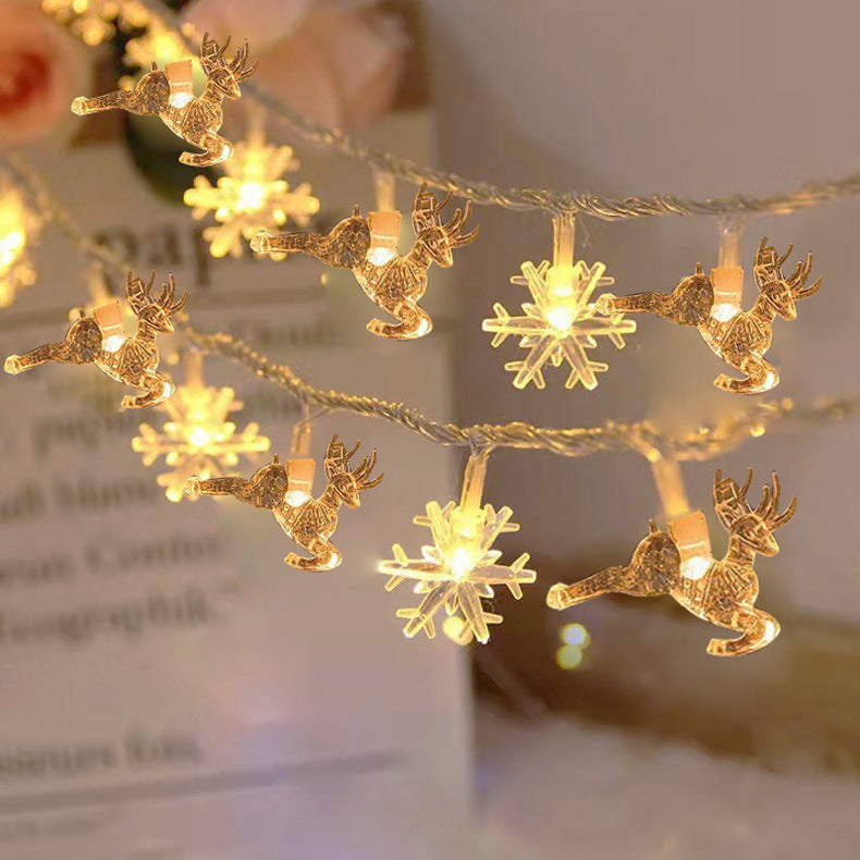 Led Elk Christmas Tree Snowflake Star Light String