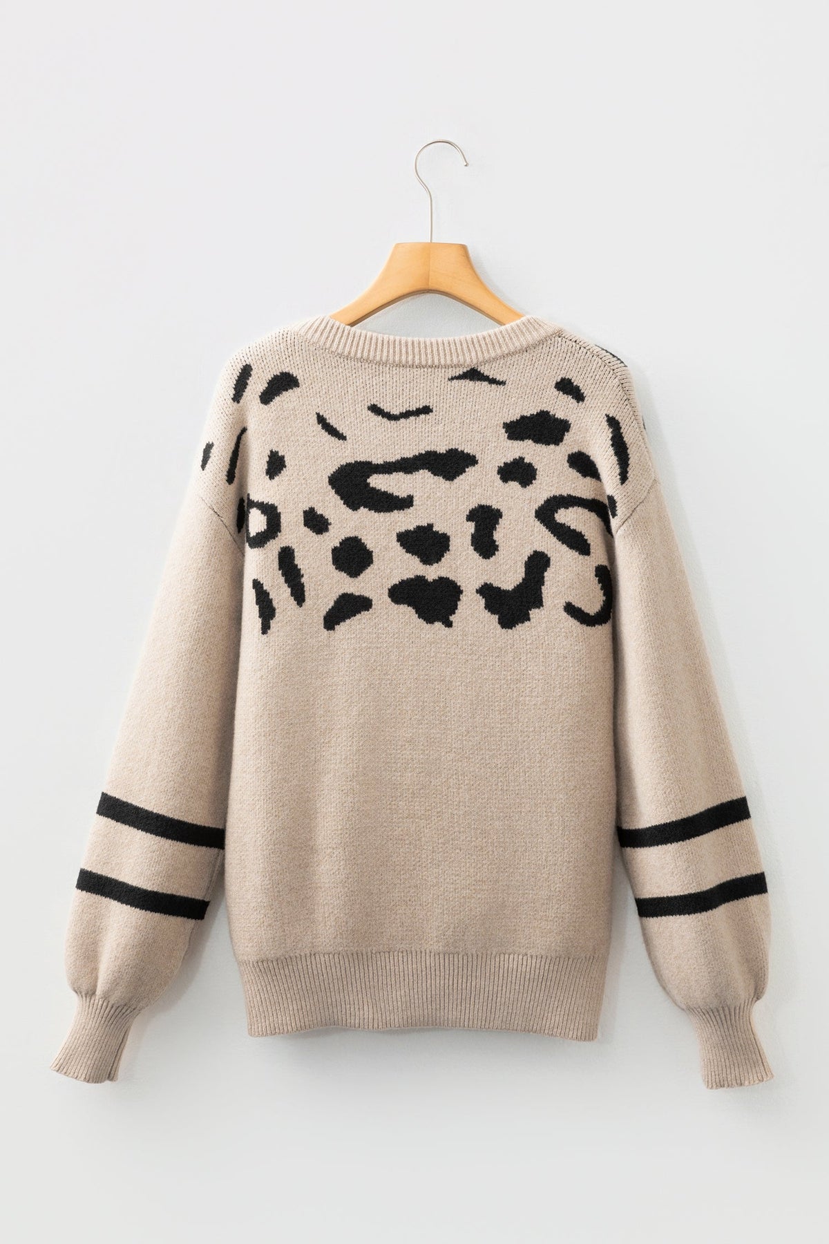 Leopard Stripe Drop Shoulder Sweater
