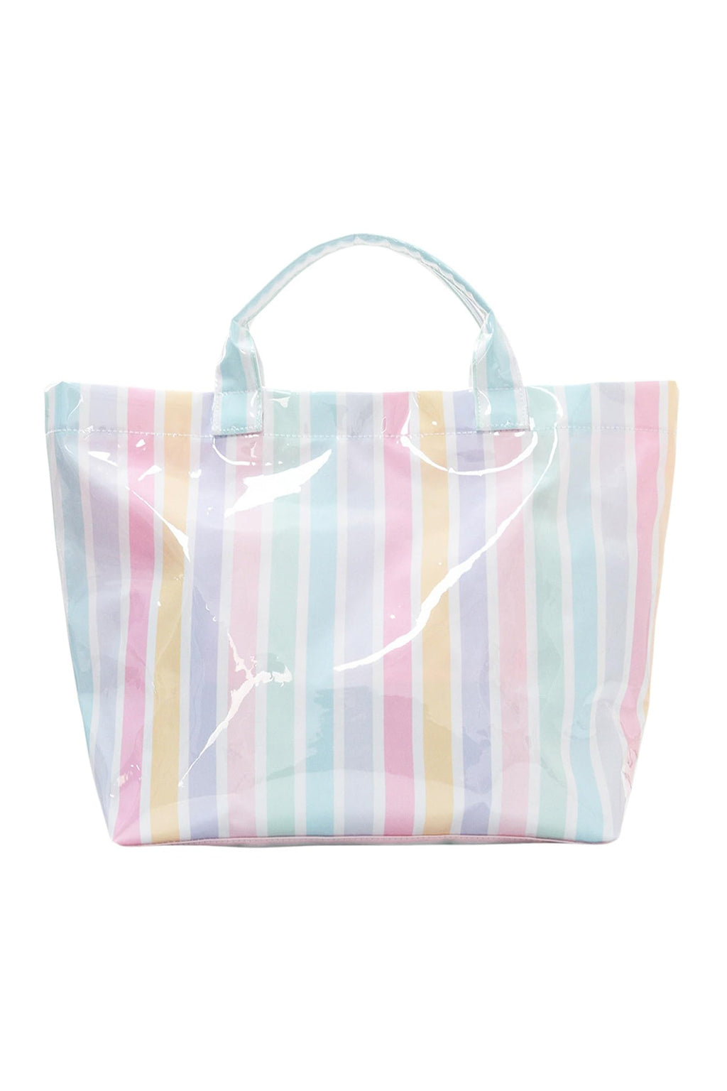 Rainbow Glossy Striped Vinyl Large Tote Bag