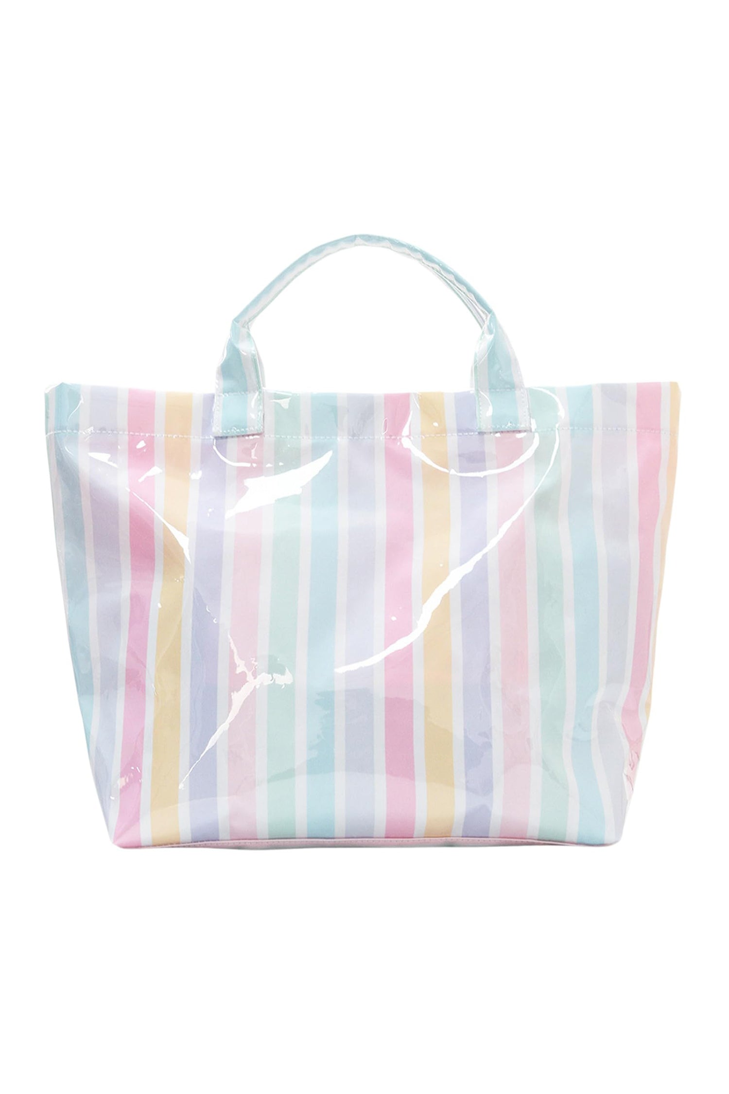 Rainbow Glossy Striped Vinyl Large Tote Bag