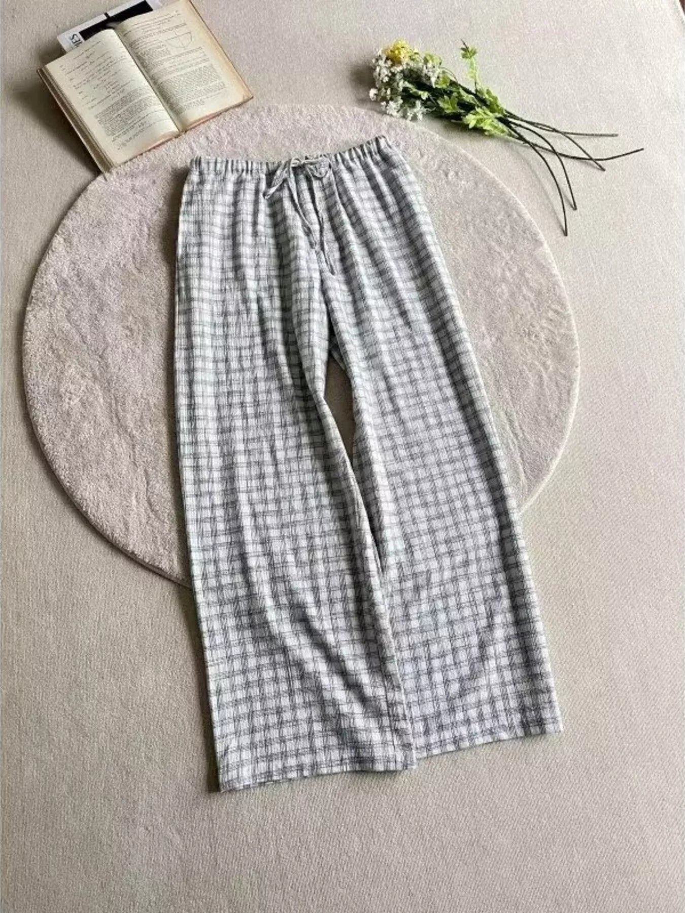 Men's Plus Size Plaid Wide-Leg Pants