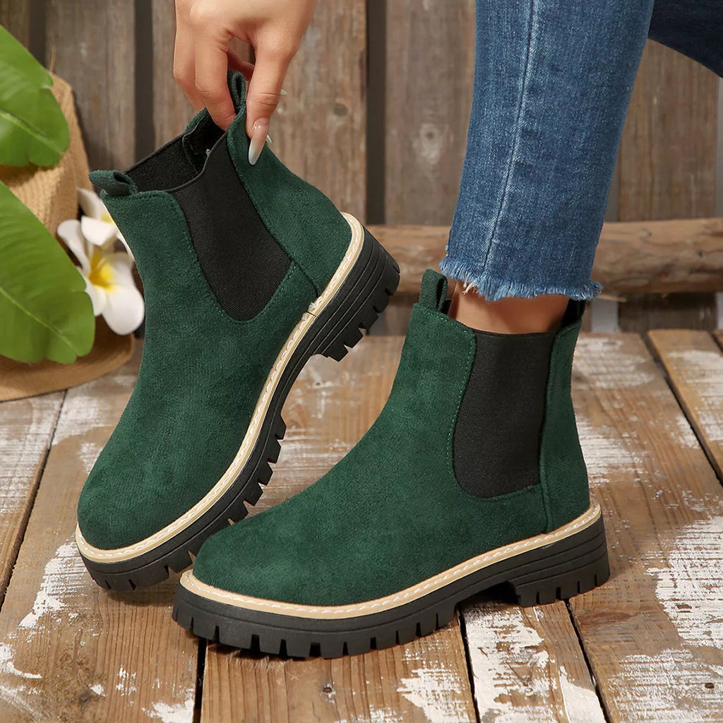 Round Toe Block Heels Boots