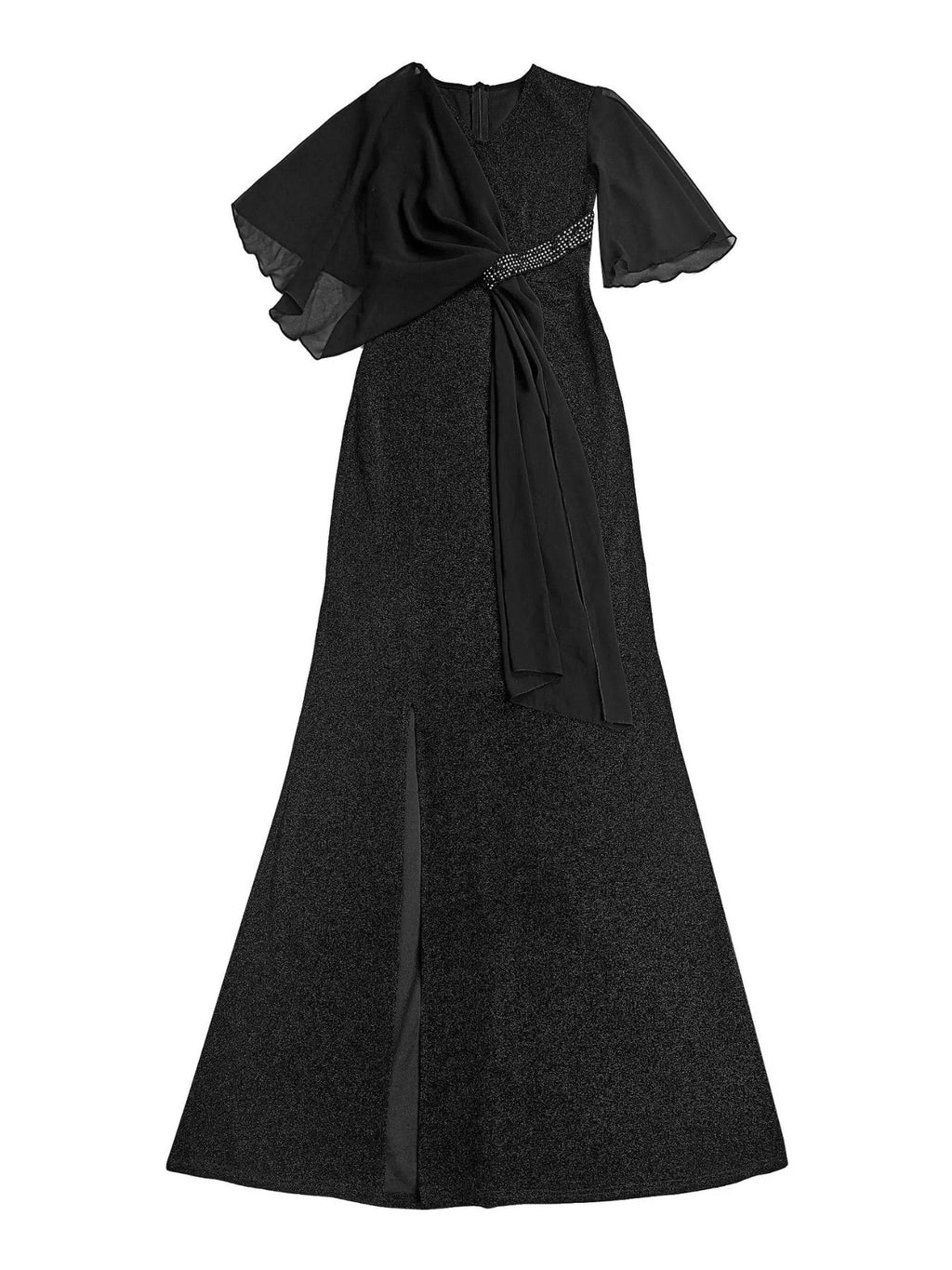 Slit Flutter Sleeve Maxi Dress