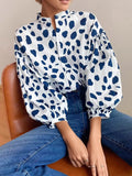 Printed Puff Sleeve Button-Down Shirt