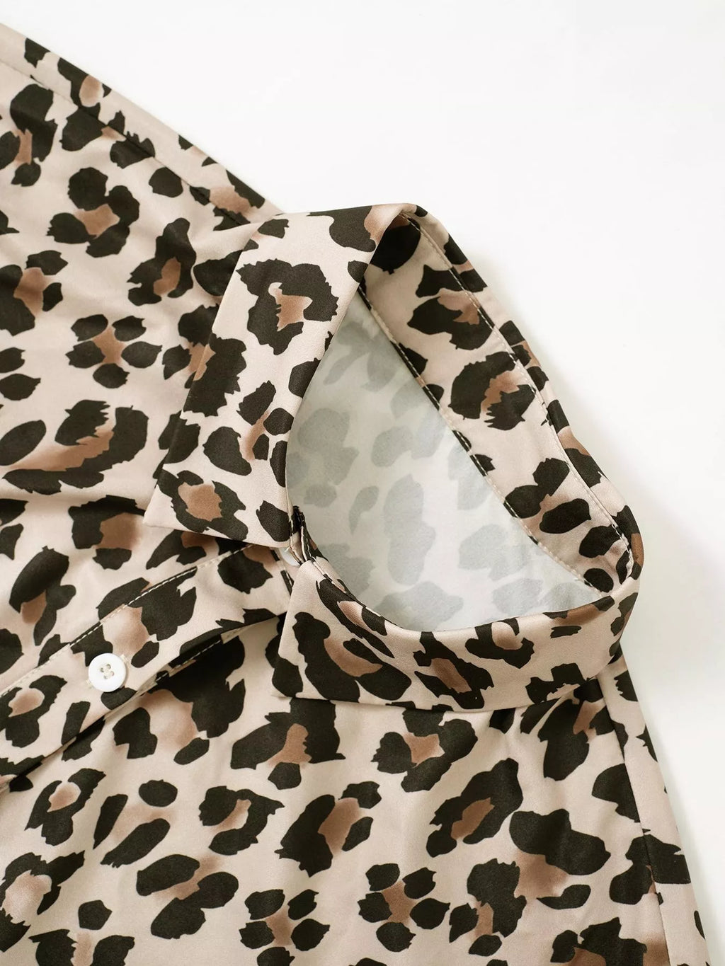 Leopard Print Button-Down Long Sleeve Shirt