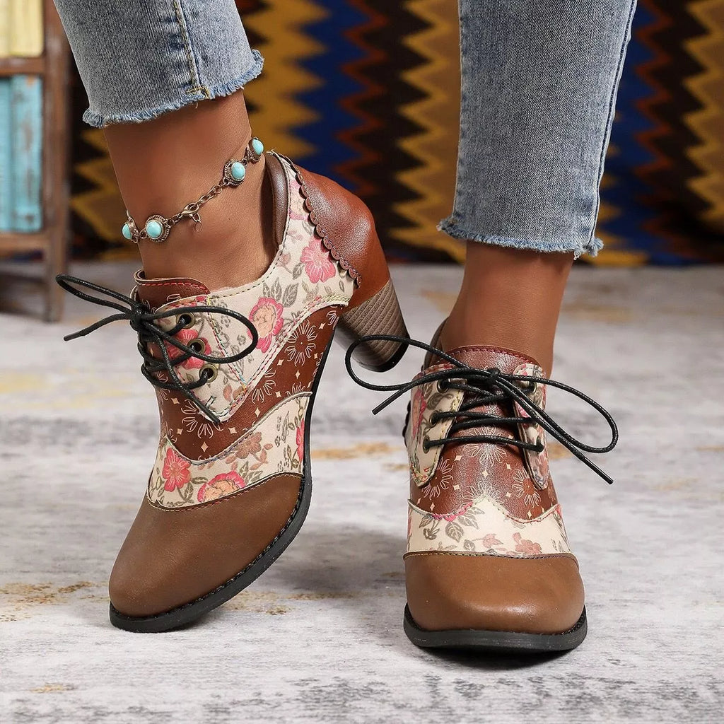 Lace-Up Block Heel Ankle Boots