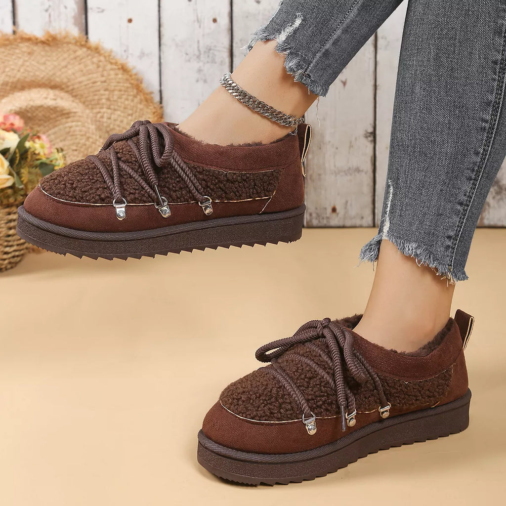 Lace Up Round Toe Platform Ankle Boots