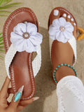 Flower Embellished Toe Post Sandals