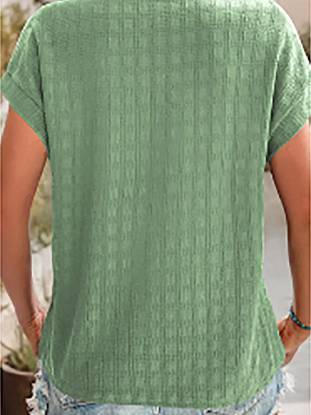 Textured Round Neck Short Sleeve Top