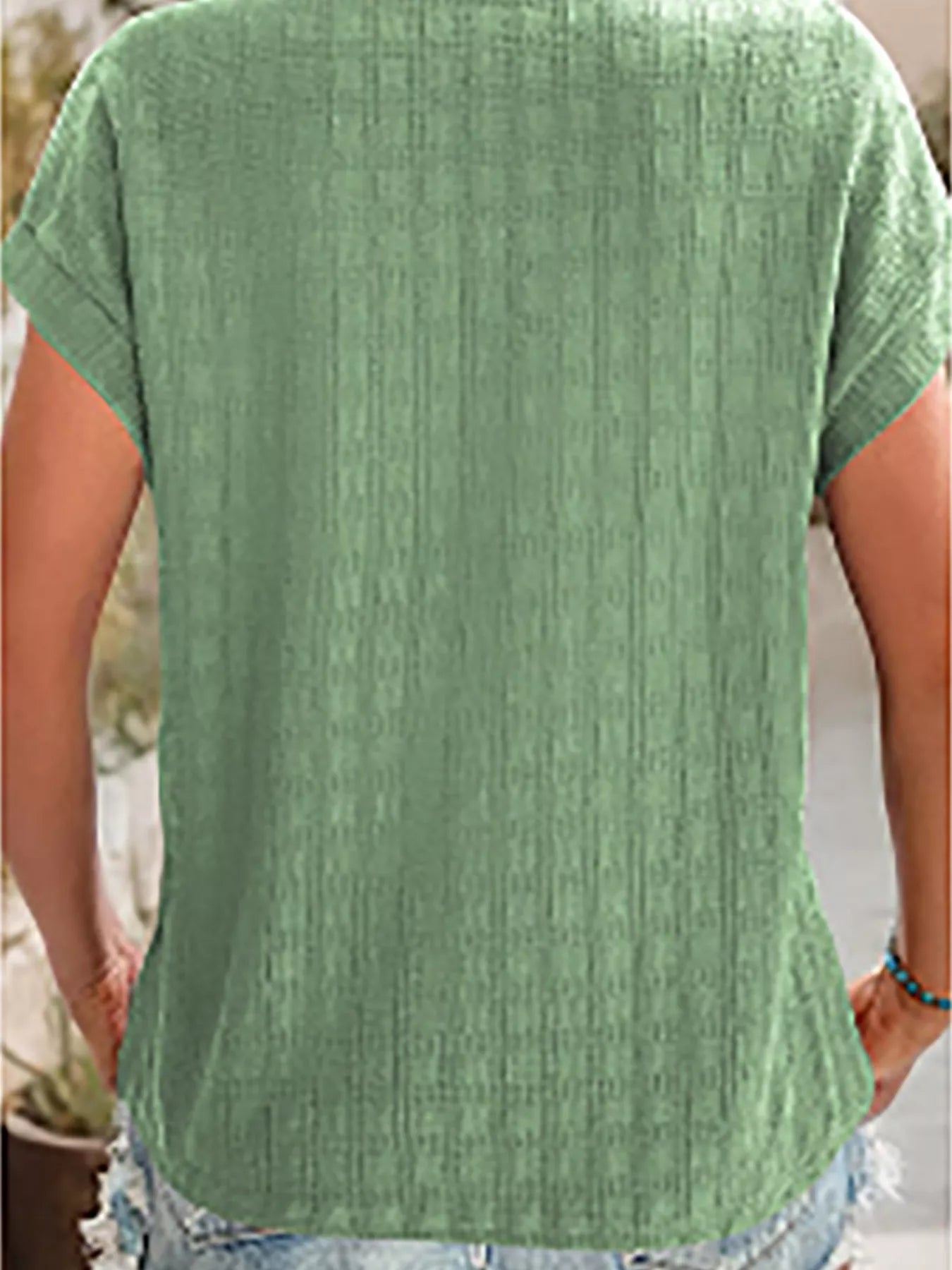 Textured Round Neck Short Sleeve Top