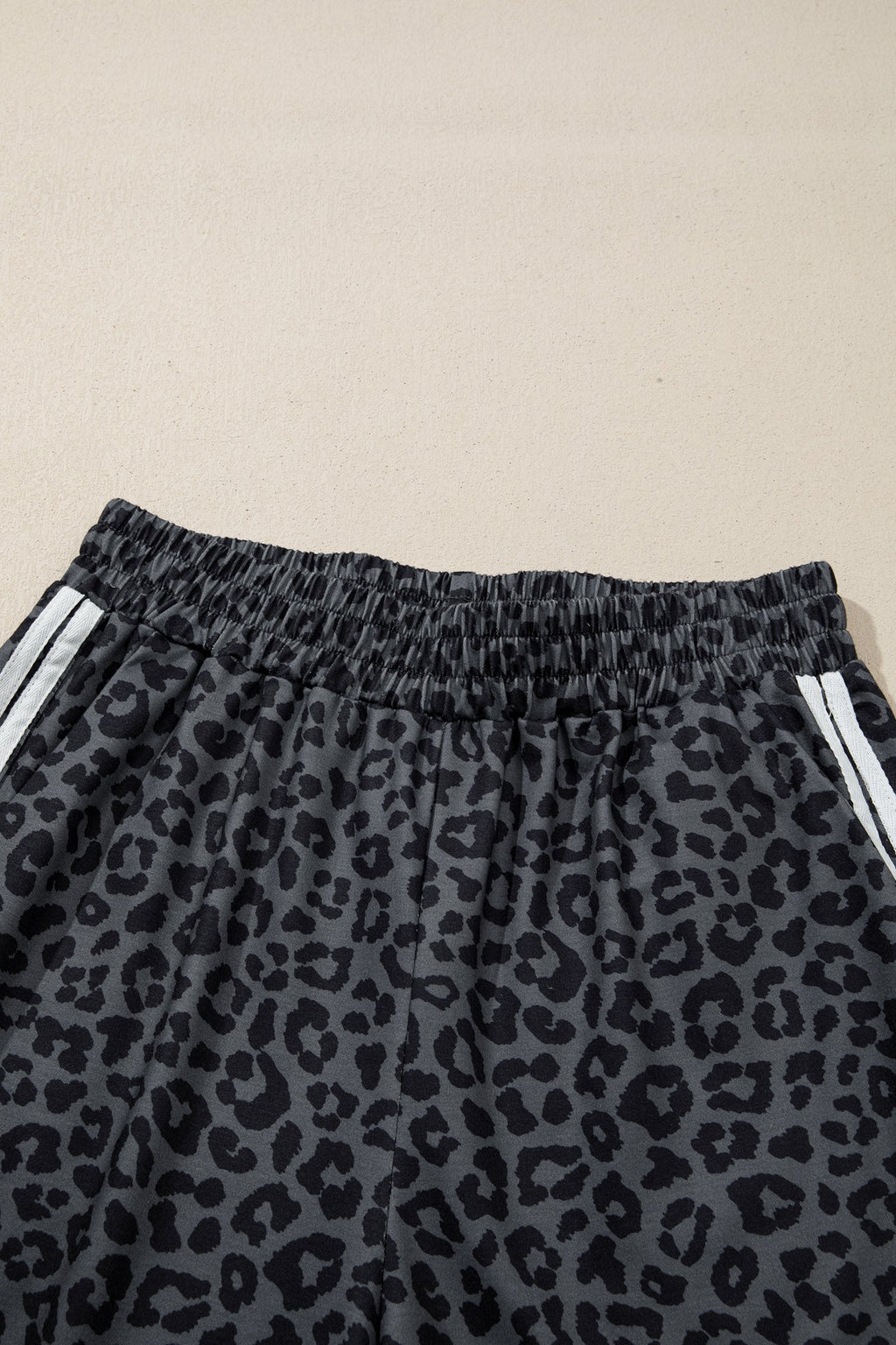 Pink Leopard Print Varsity Striped Detail 3/4 Sleeve Top Shift Pant Set
