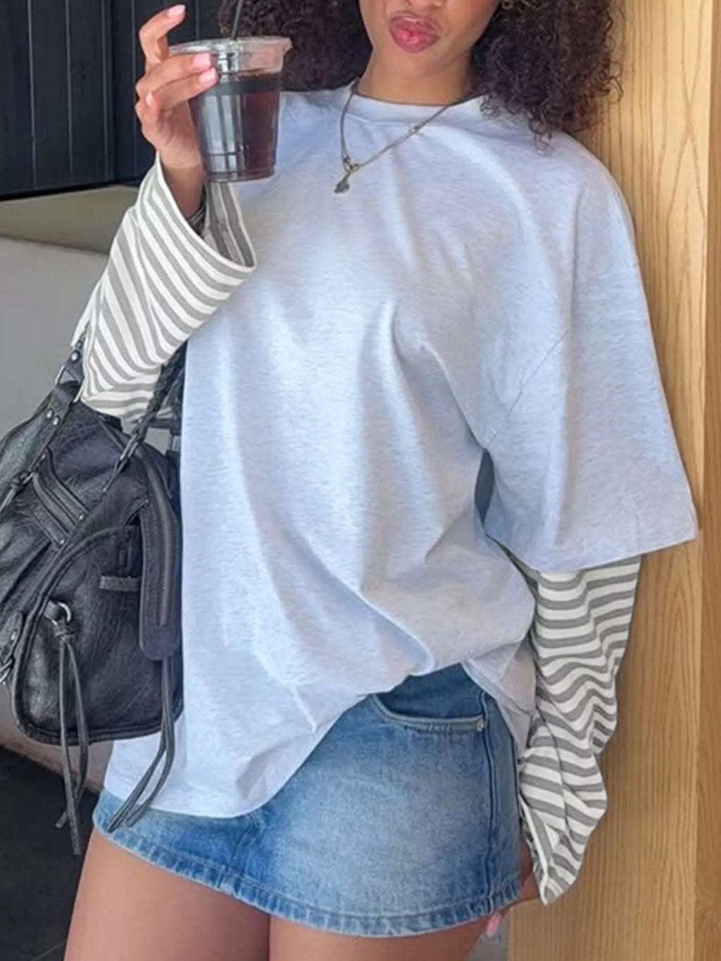 Contrast Striped Long Sleeves T-Shirt