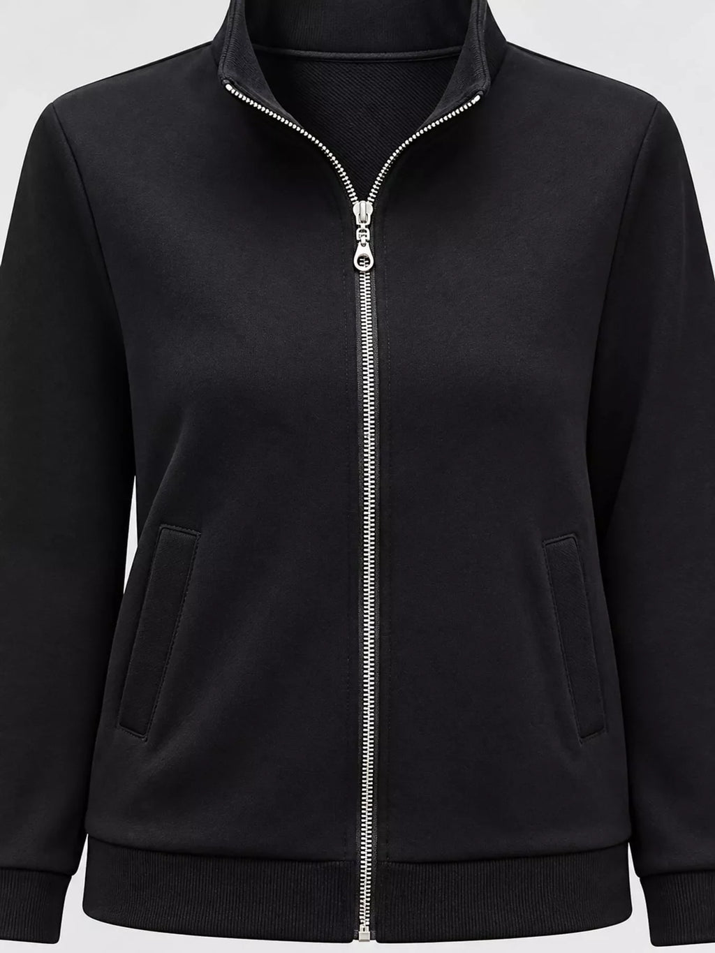 Full Size Stand-Collar Zip-Up Sweatshirt Plus Size
