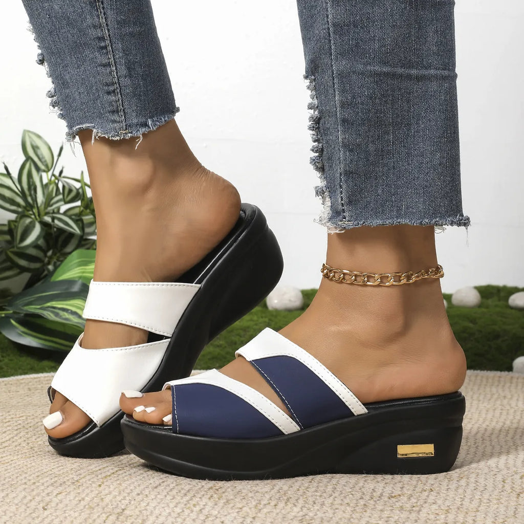 Contrast Open Toe Wedge Sandals