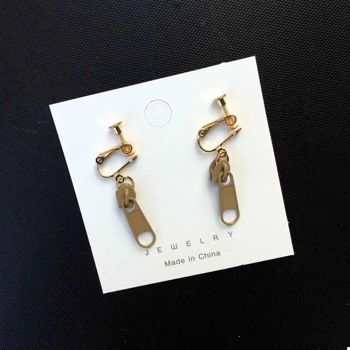 Zipper Dangle Clip-On Earrings