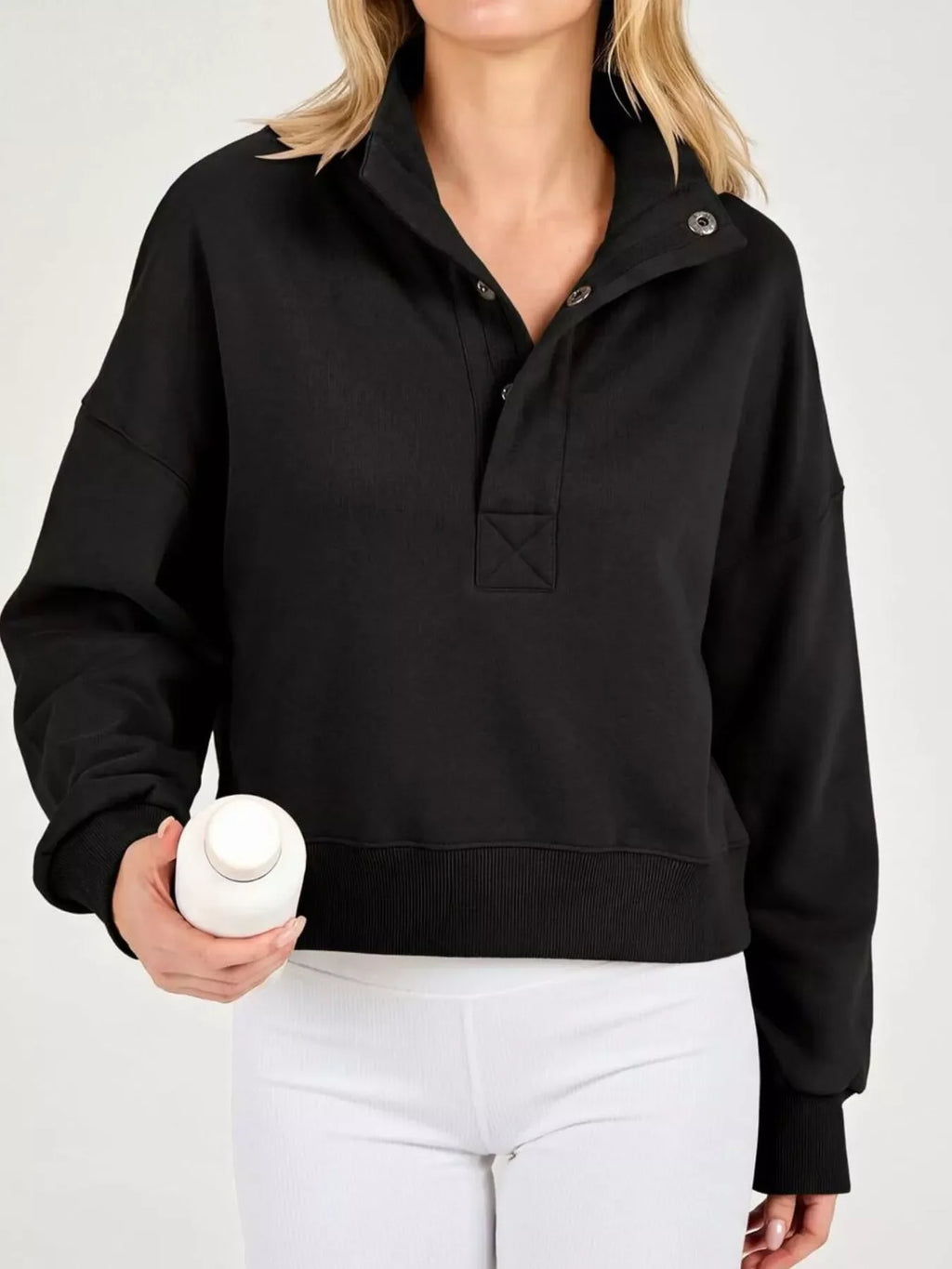 Half Snap Dropped Shoulder Sweatshirt