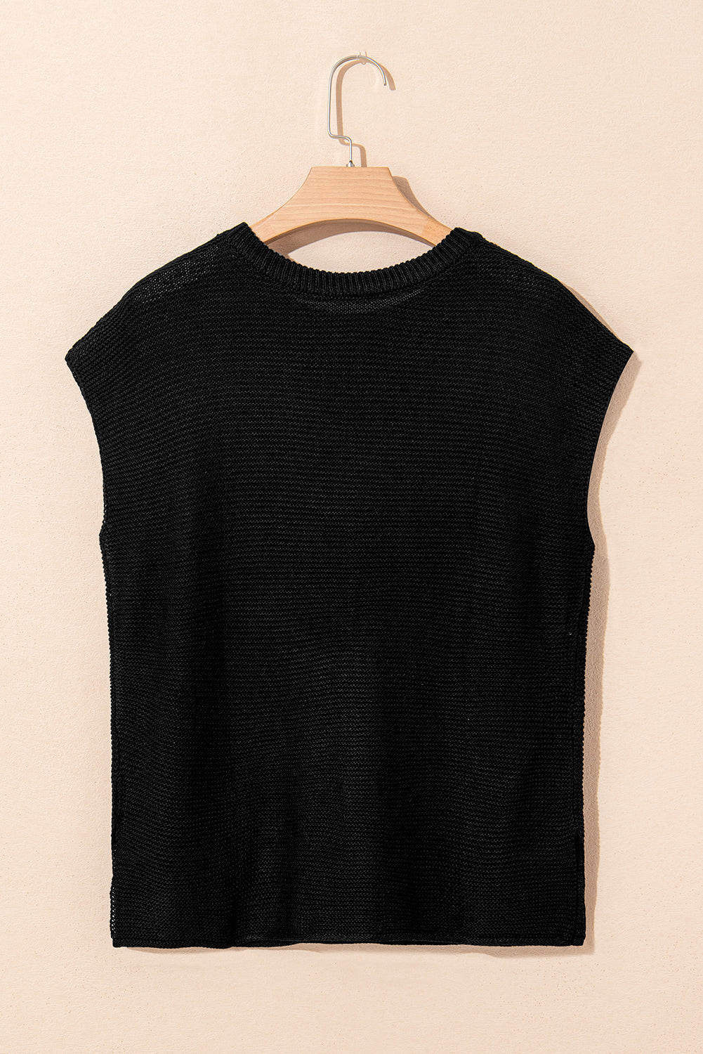 Solid Short Sleeve Side Slit Sweater Tee