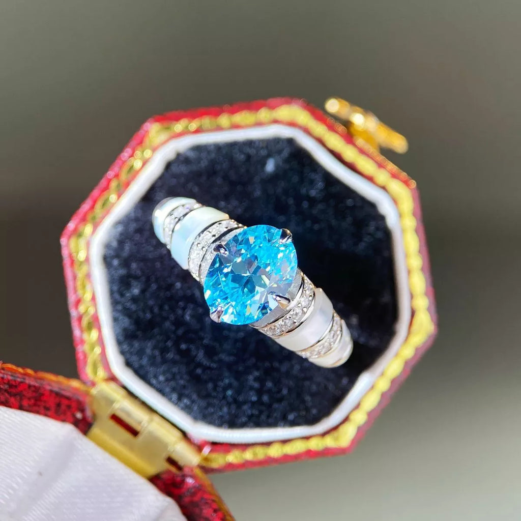 925 Sterling Silver Zircon Geometric Ring