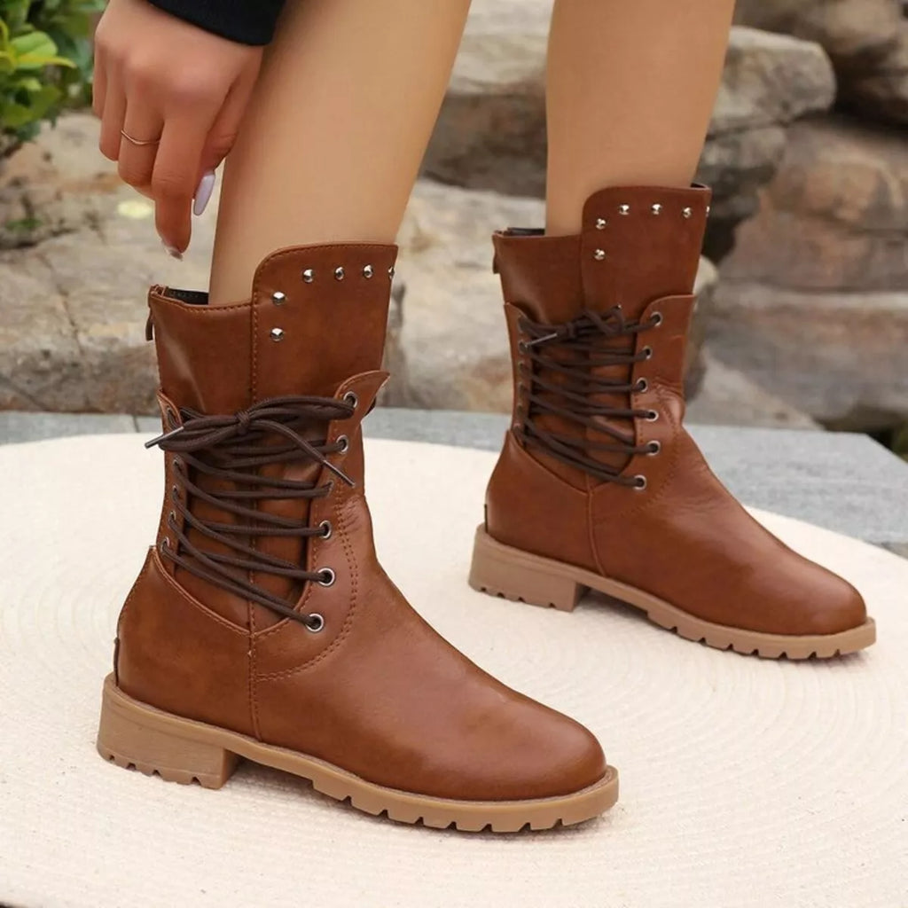 Studded Lace-Up Boots