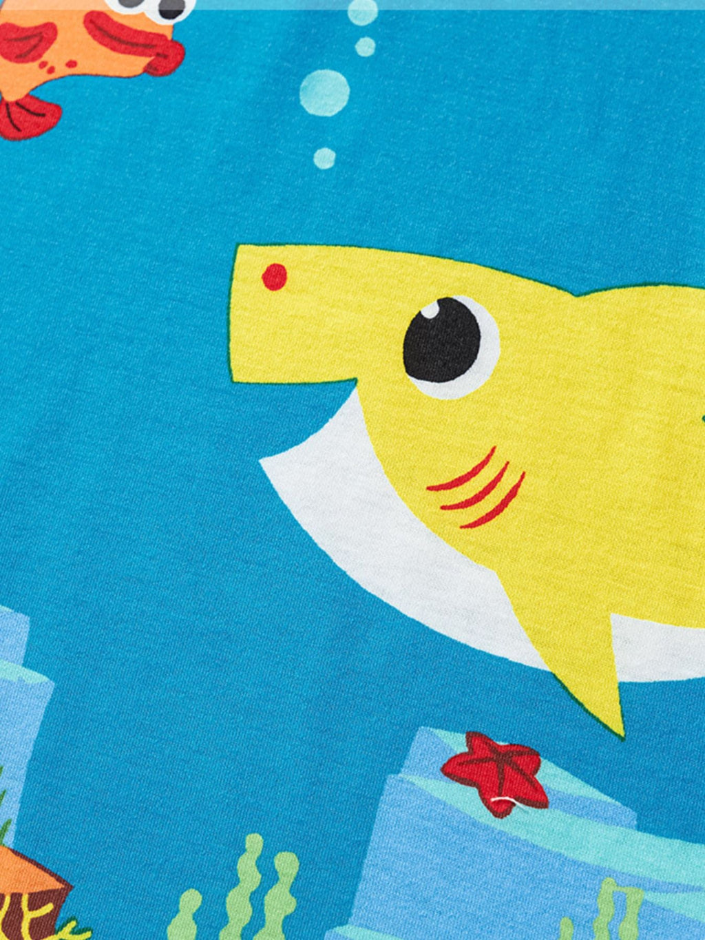 Children's Cartoon Shark Print Short Sleeve T-Shirt