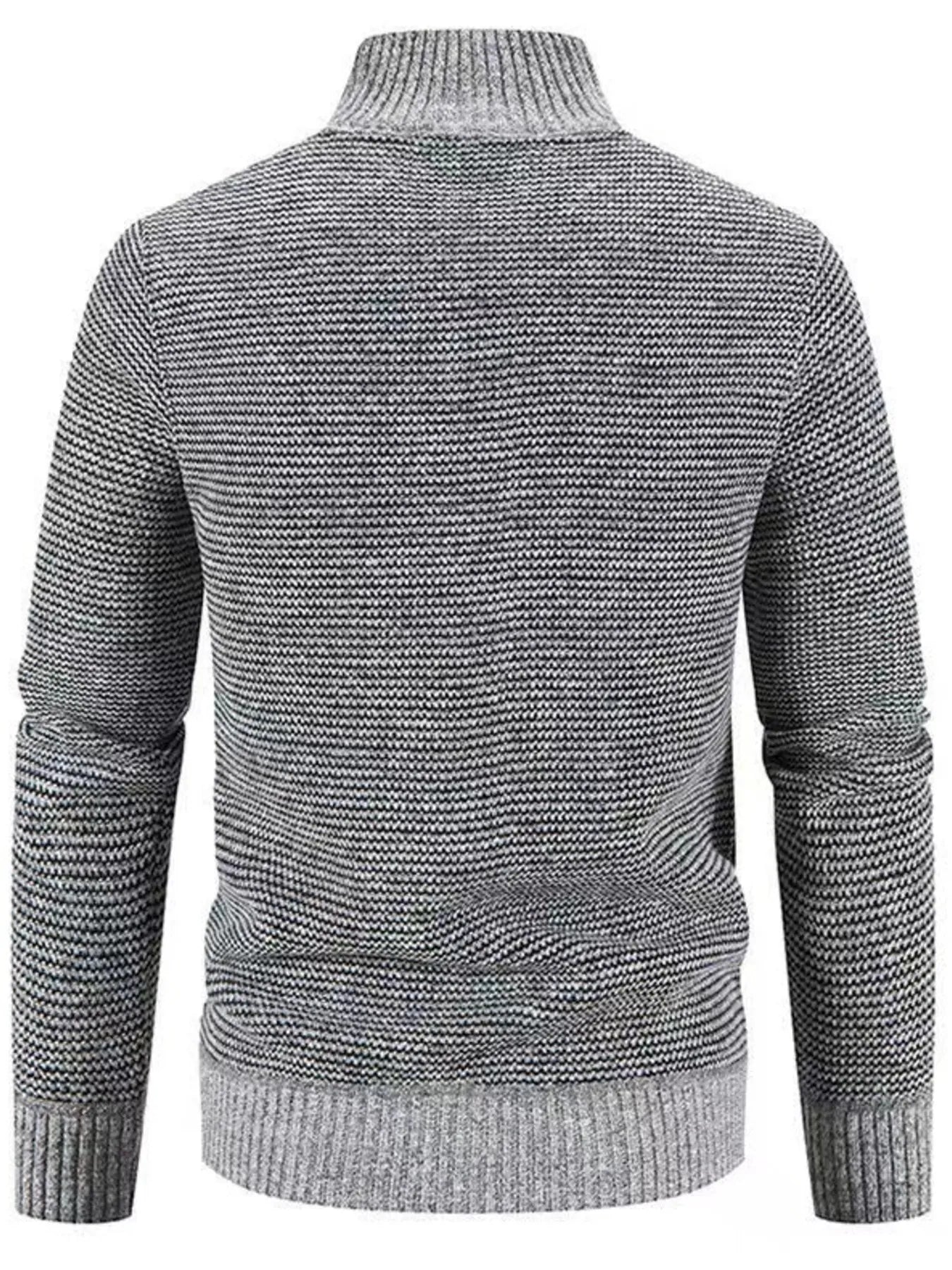 Men's Plus Size Ribbed Hem Zip Up Cardigan