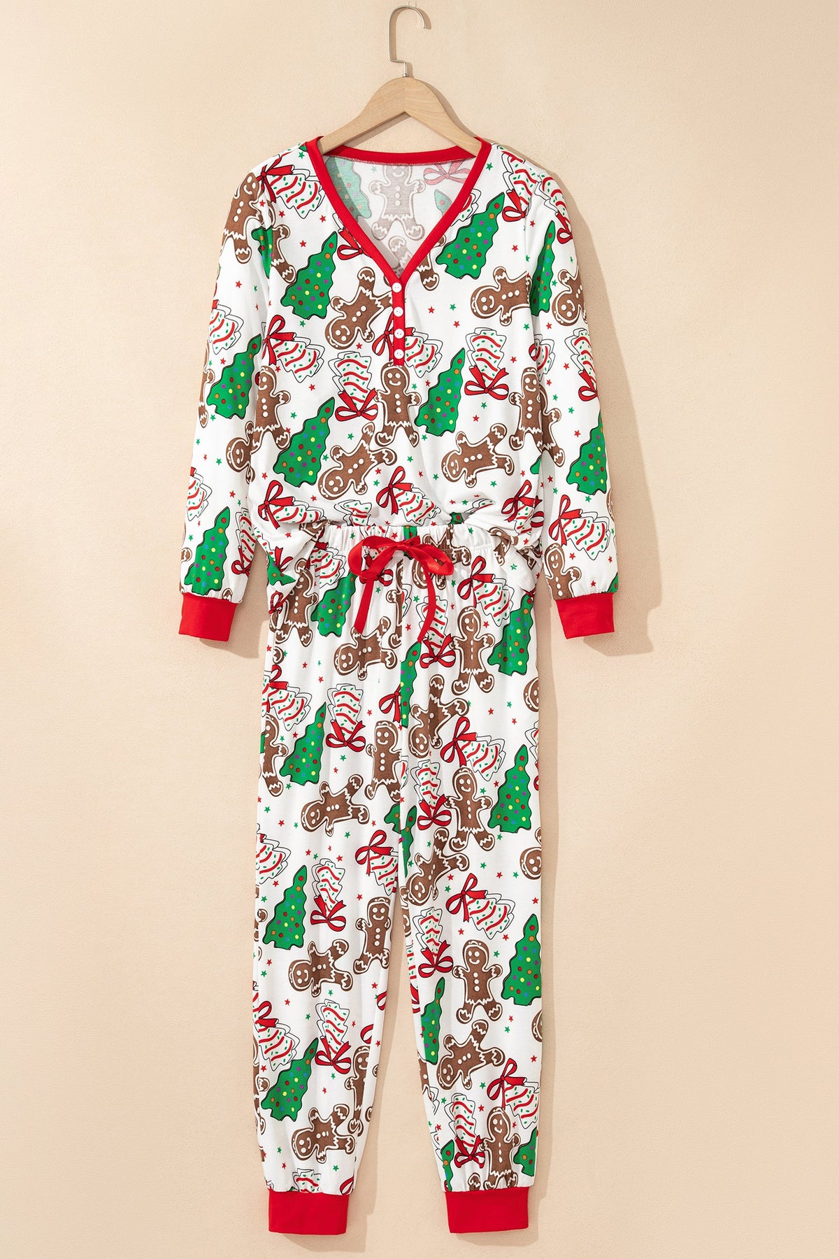 Christmas V-Neck Pullover & Pants Pajama Set