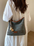 Tassel Woven Crossbody Bag