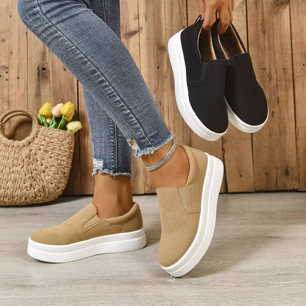 Round Toe Platform Slip-Ons