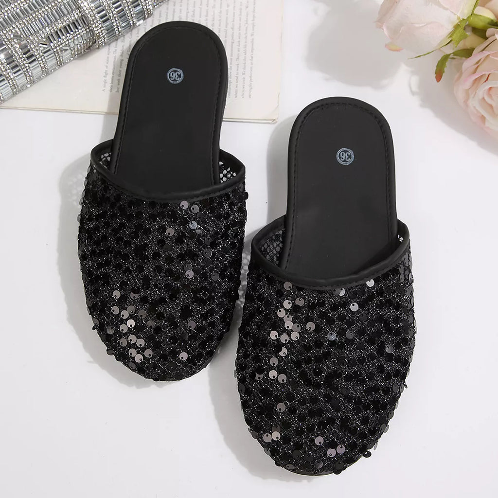 Round Toe Sequin Sandals