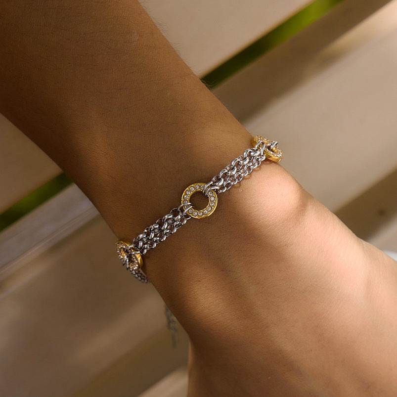 Two Tone Zircon Chain Bracelet