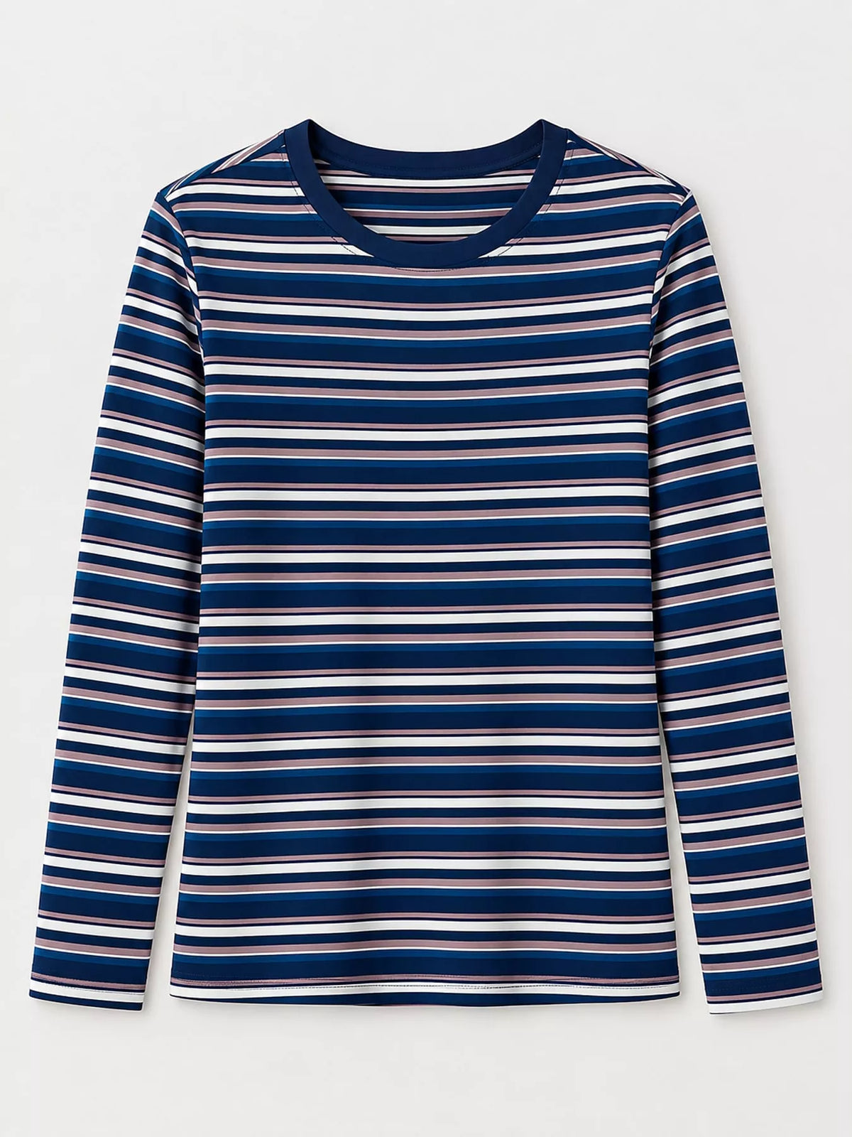 Full Size Long Sleeve Striped Crew Neck Casual T-Shirt Plus Size