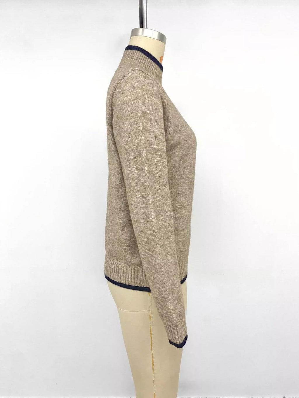 Cozy Mock Neck Sweater with Contrast Trim
