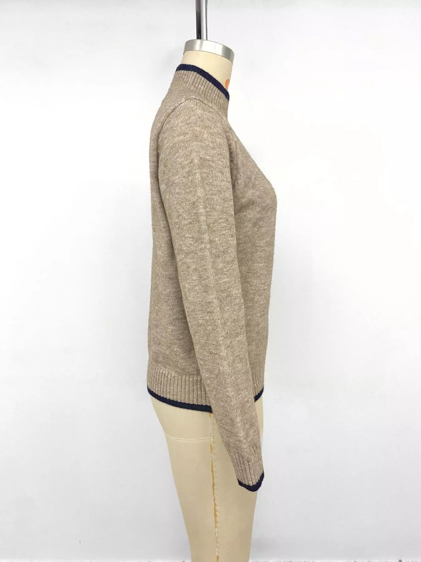 Cozy Mock Neck Sweater with Contrast Trim